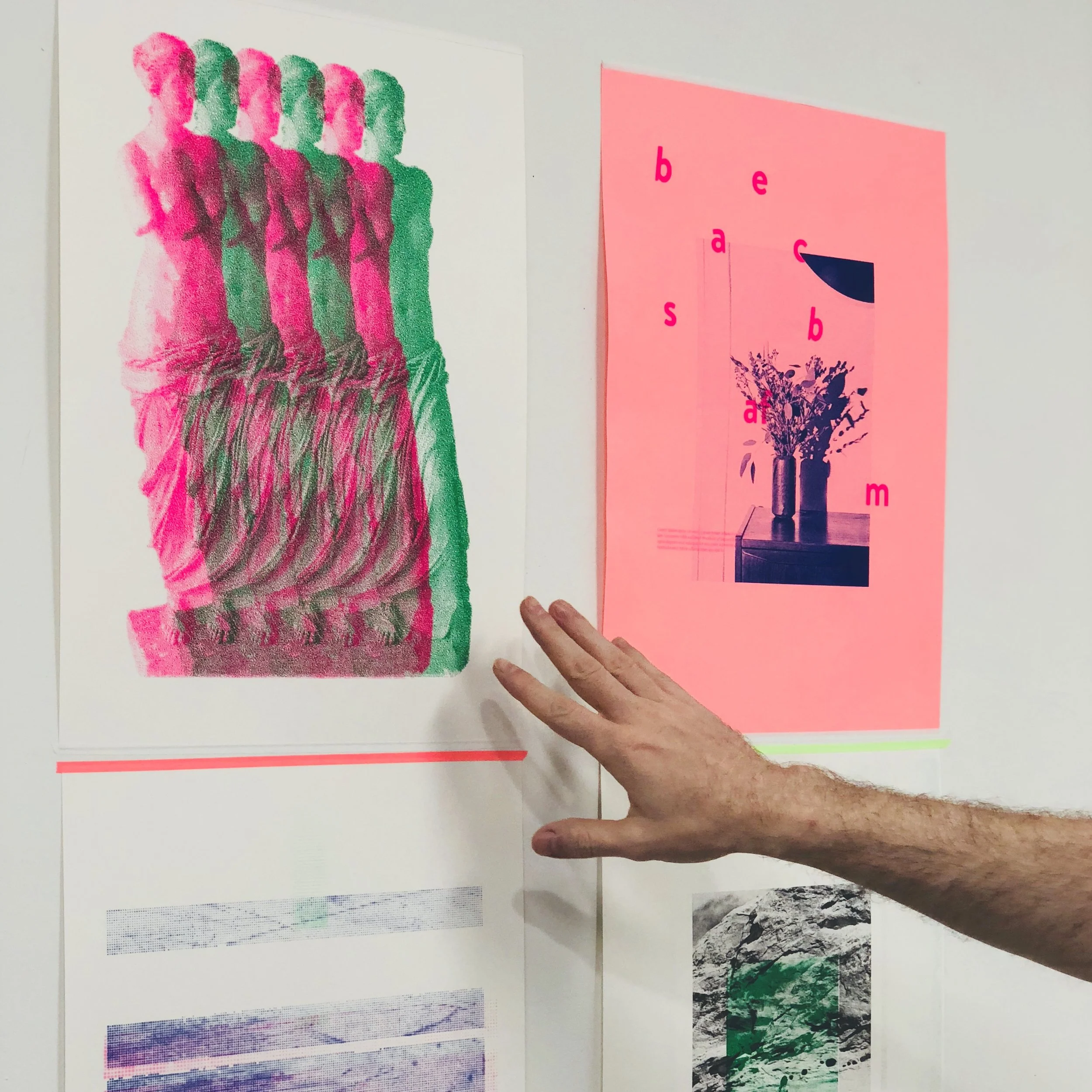 In-house posters printed via Risograph printers. Posters to be displayed in rooms and public spaces and designed in collaboration with various studios.