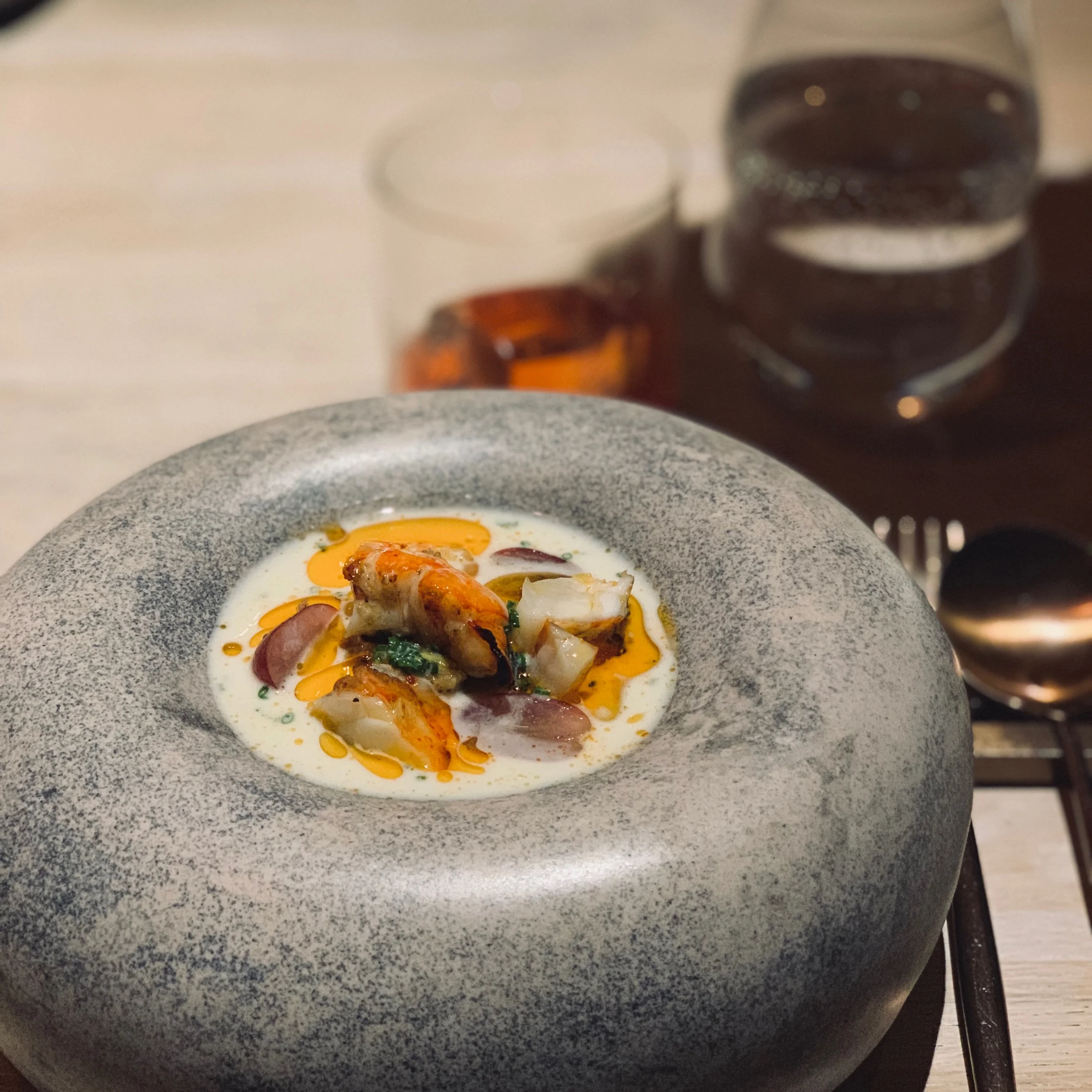 Bicol Express or the Marron and smoked padron peppers and “Tiger’s Milk”