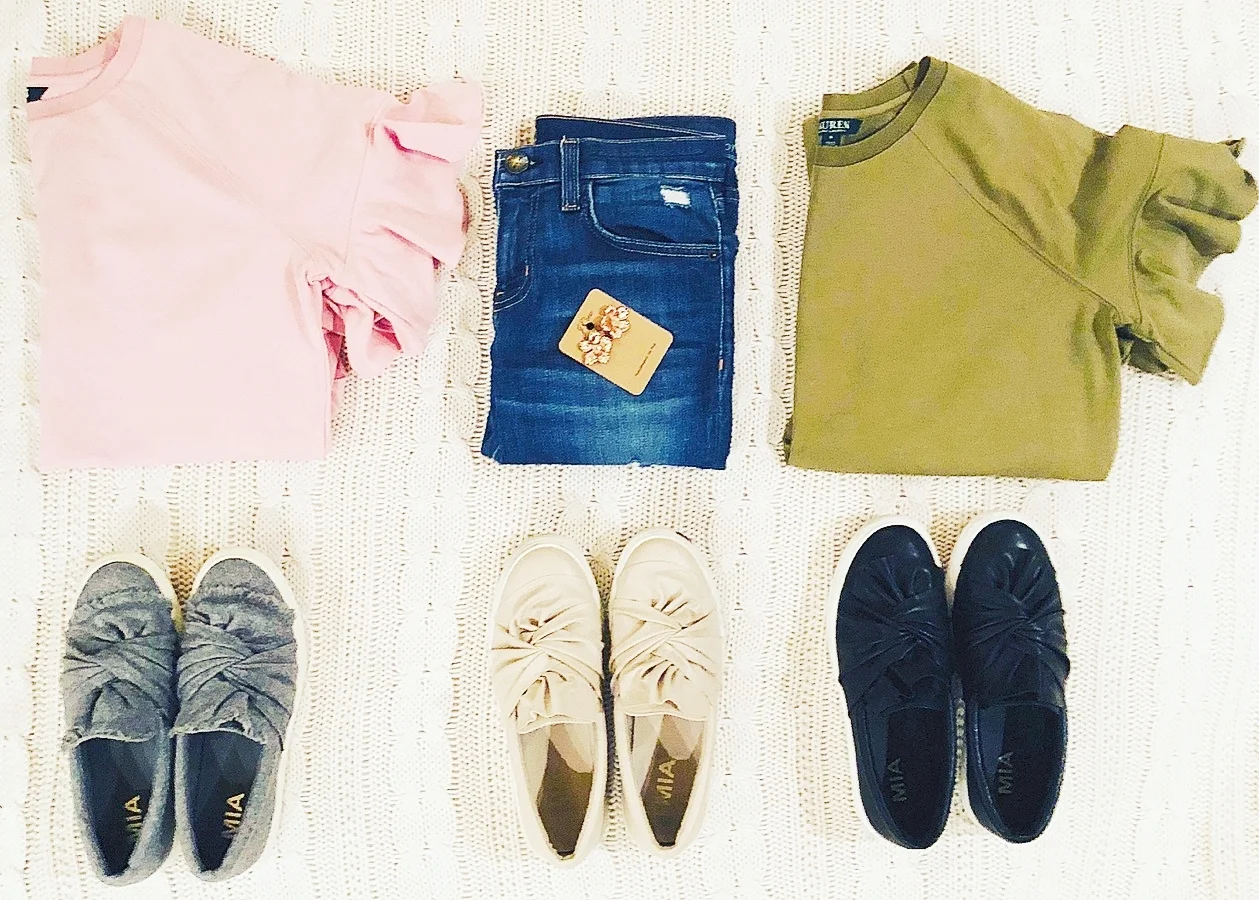 Mia Shoes and Ruffled Tops