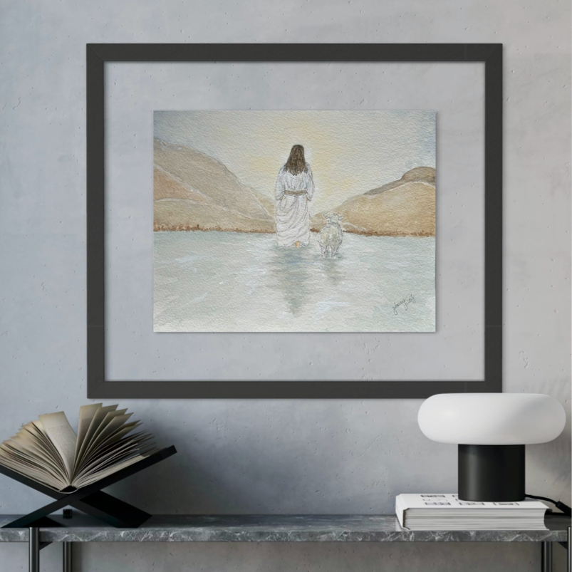 Handpainted Christian wall art of Jesus walking on water