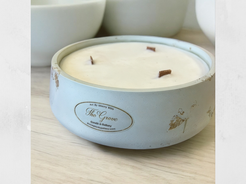 Round candle with cement vessel