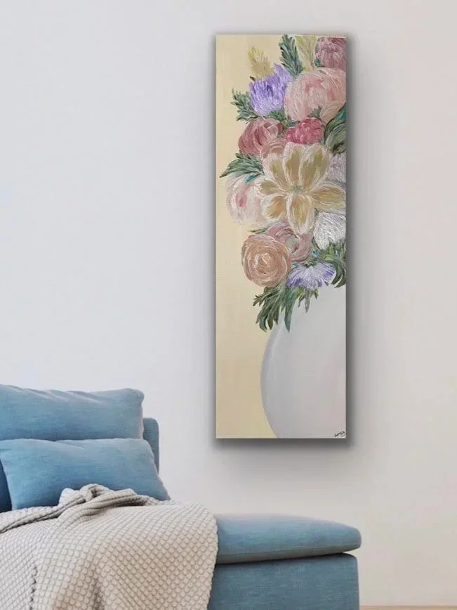 Handpainted flowers on canvas gift for women
