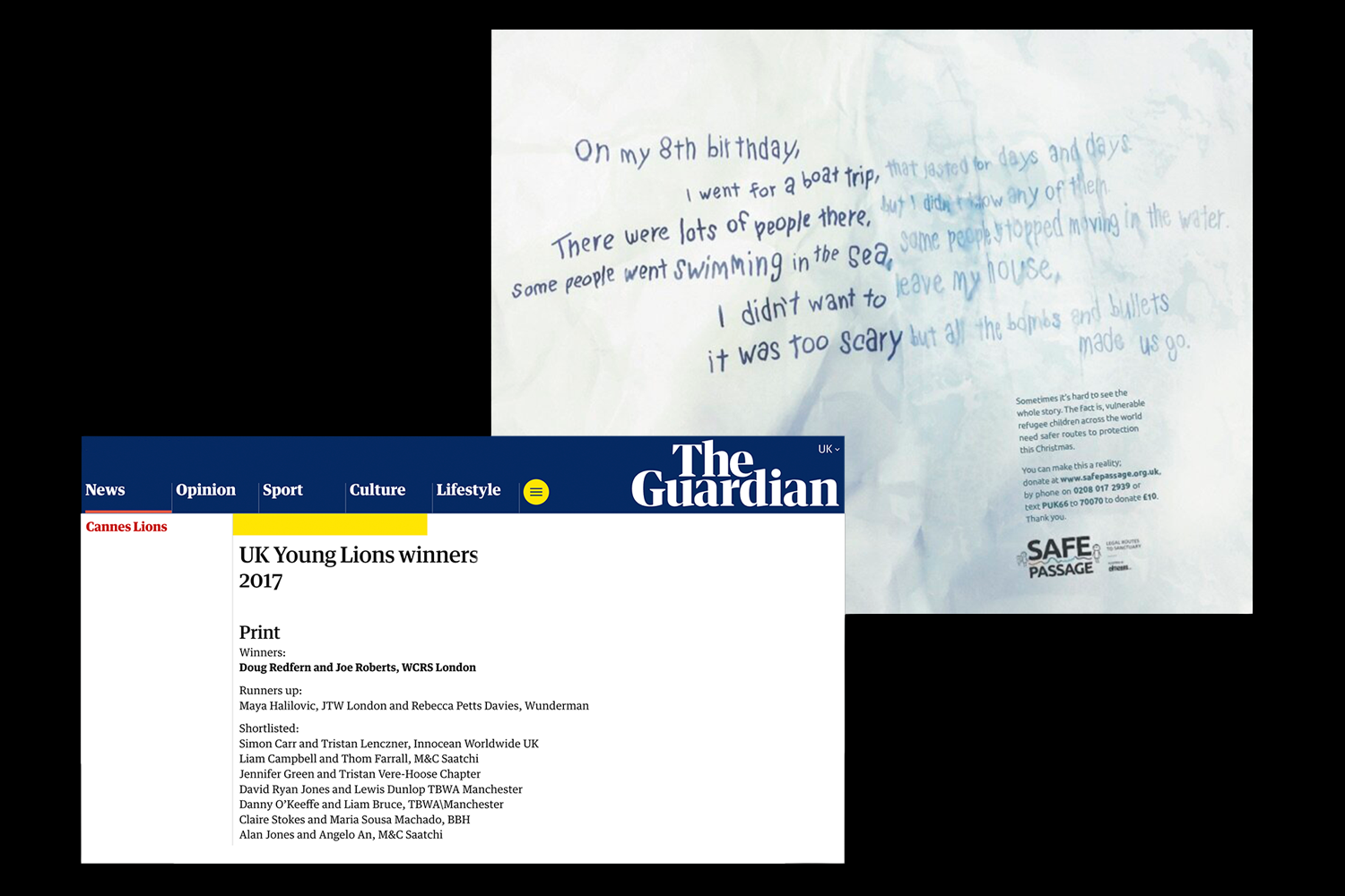    WE WON THE CANNES YOUNG LIONS PRINT COMPETITION 