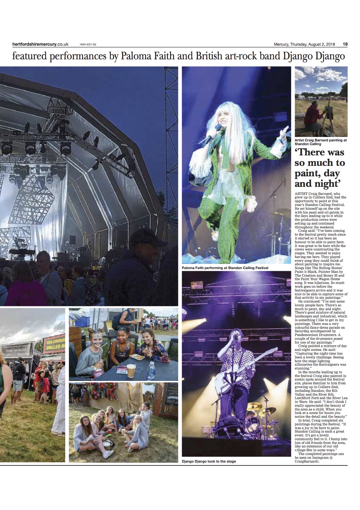 Article from the Hertfordshire Mercury August 2018