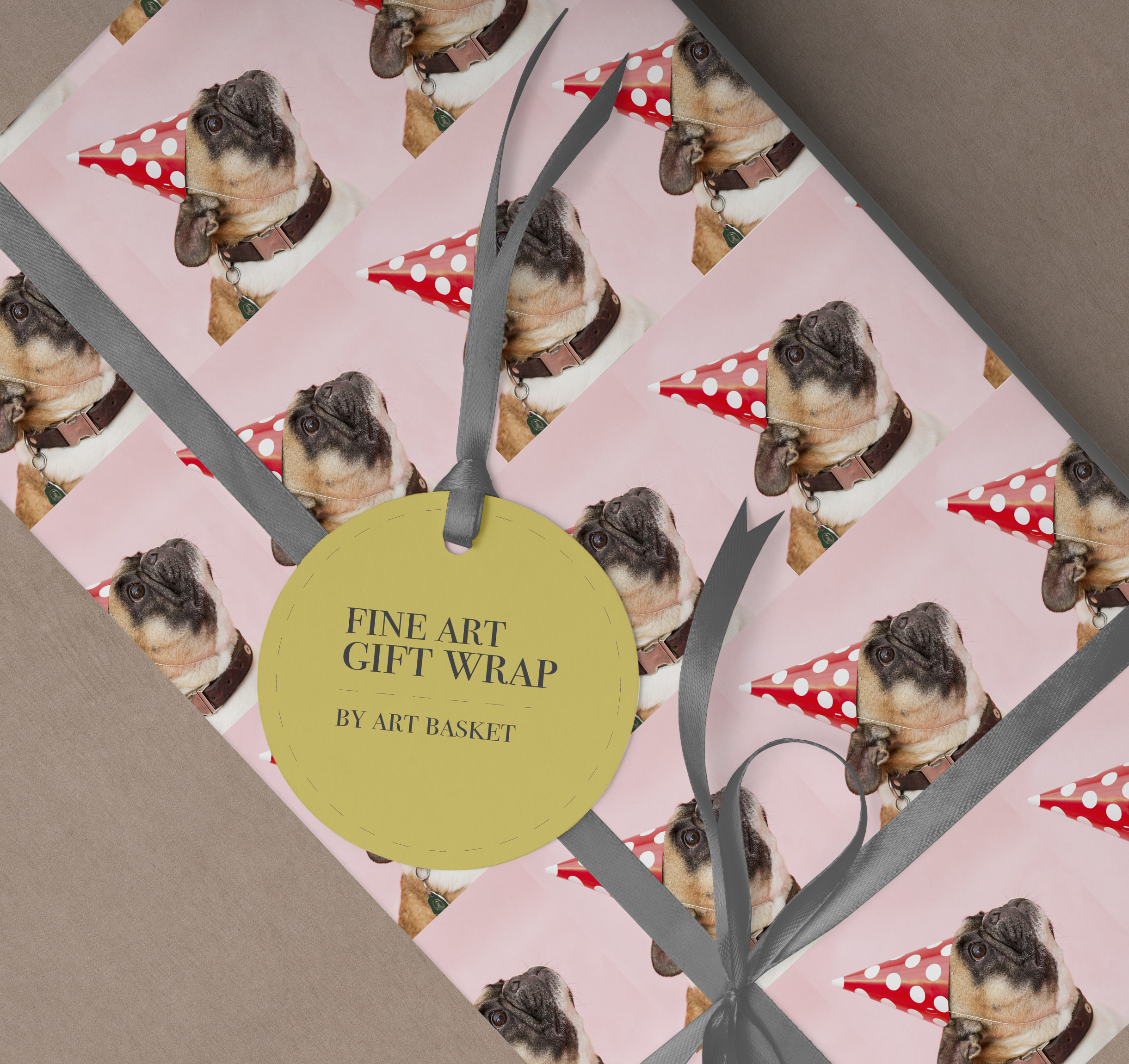 Party French Bulldog Recyclable Gift Wrapping Paper Sheets