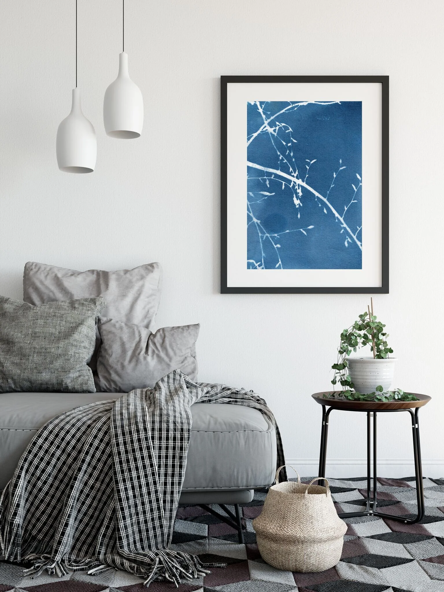 Botanical Cyanotype Giclée Print 'Spring Trails' by Krista McCurdy