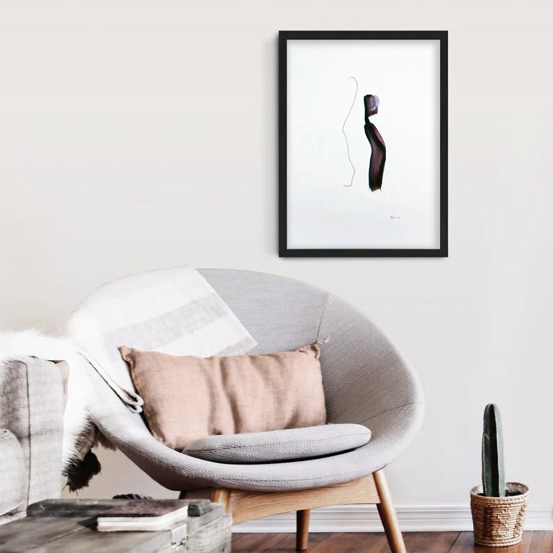 Gouache and Pen 'Meitoo' Figurative Abstract Painting by Courtney Bae