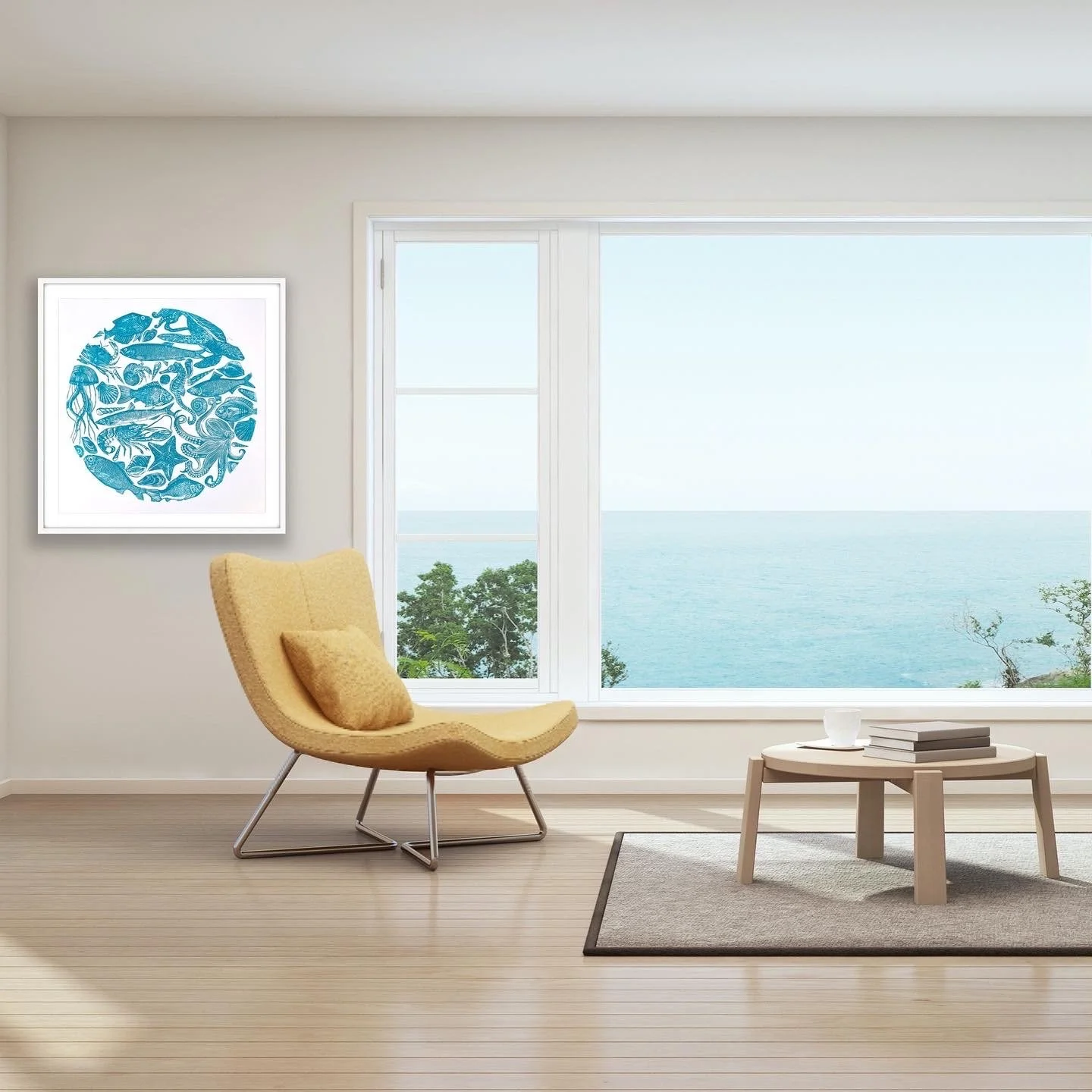 'Porthole' Original Hand-Illustrated Linocut Prints by Amy Cundall