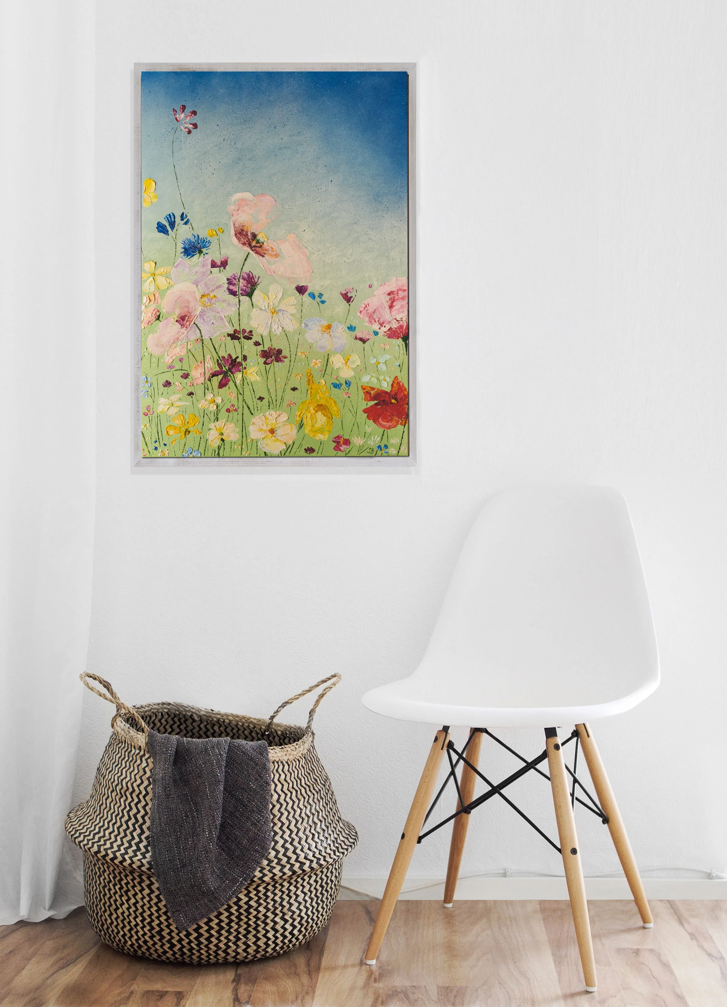 Abstract Colourful Flower Oil Painting 'Be Brave' by Sarah Bagg