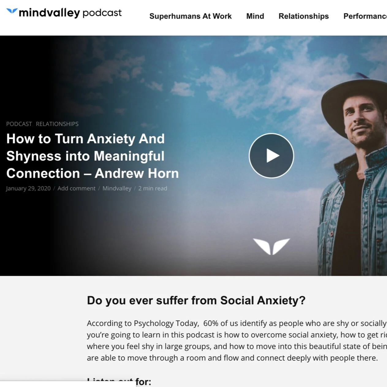 Andrew on the Mindvalley Podcast - Turn Social Anxiousness into Meaningful Connection