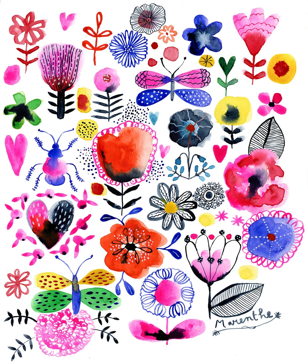Watercolor Florals Pattern by Marenthe.jpg