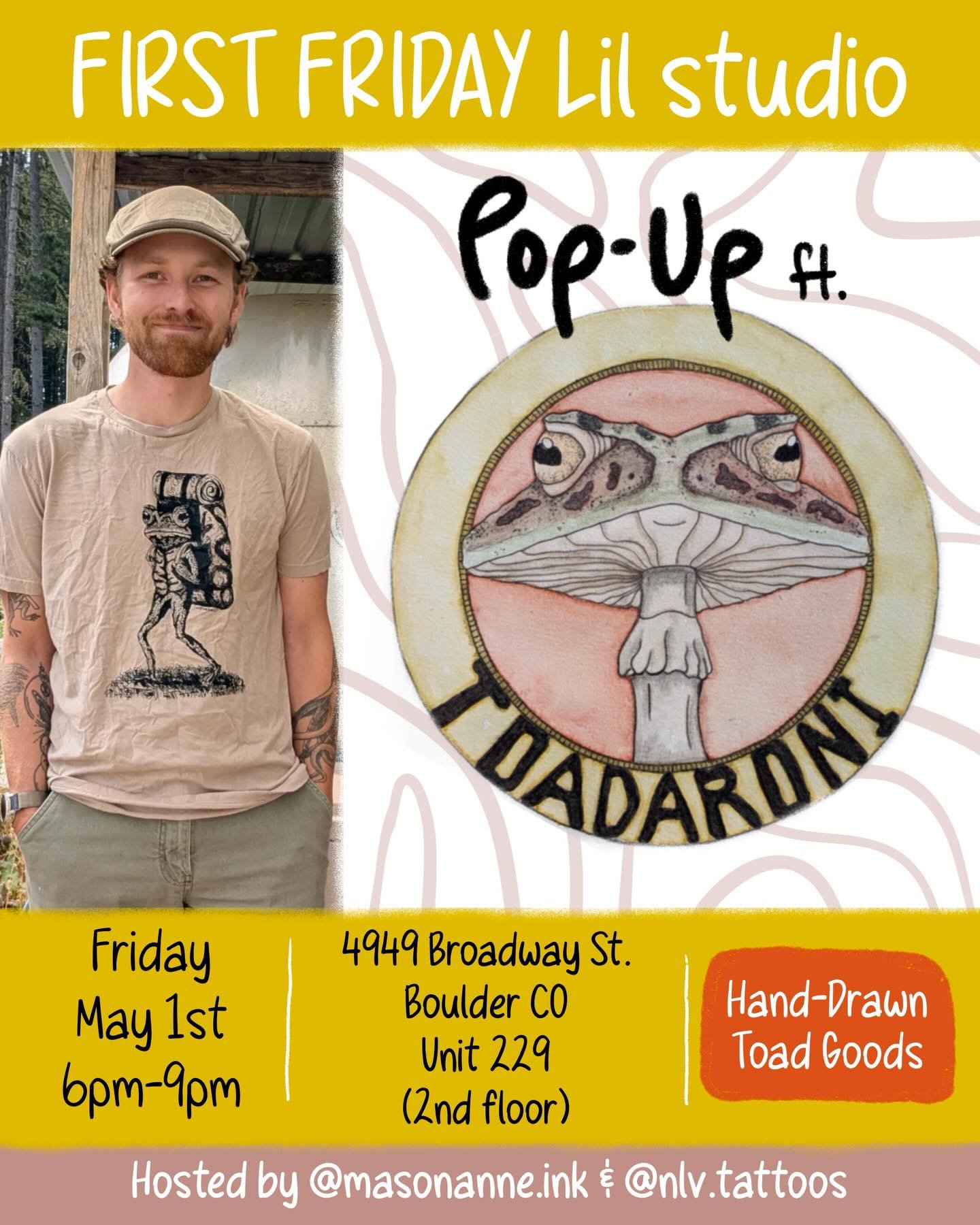 First Friday Art Walk season is back✨🐸 We are SUPER excited to announce our special First Friday Pop-Up with @toadaroni on May 1st! Kyle is a local Boulder artist who hand-draws one of a kind toads. We can&rsquo;t wait for y&rsquo;all to see his cre