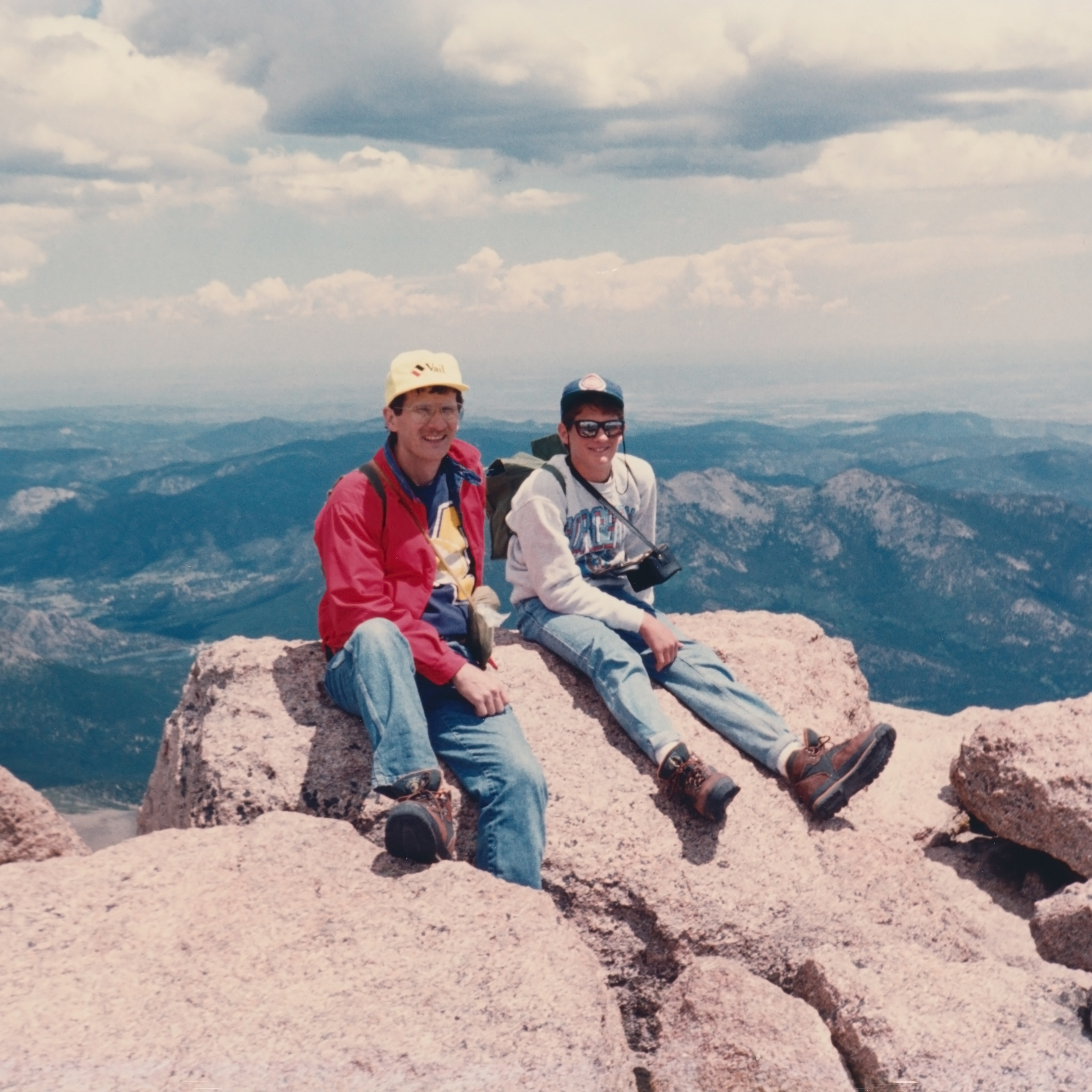 My son, Tim, and I on the summit of Long's Peak.