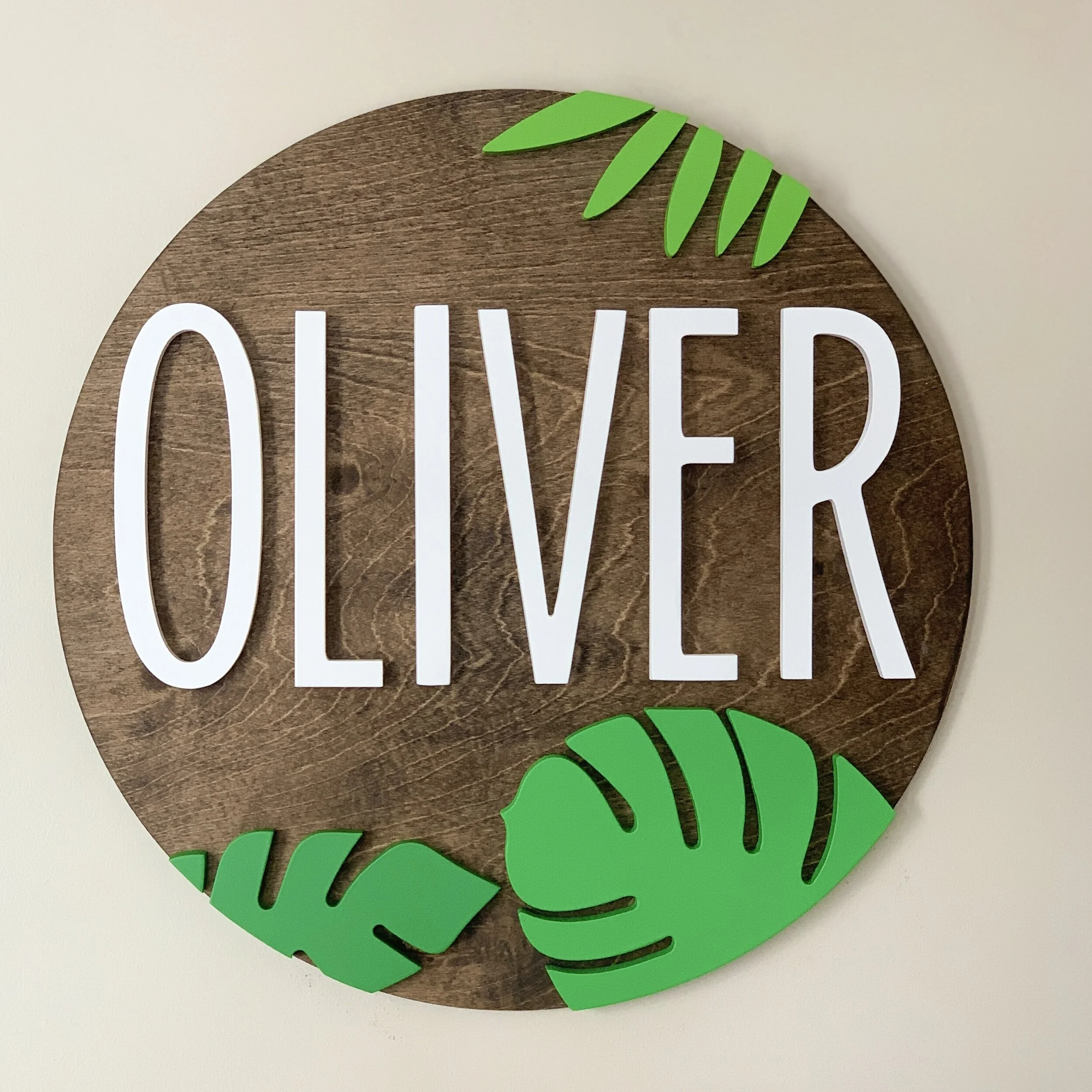 Monstera Wooden Name Sign