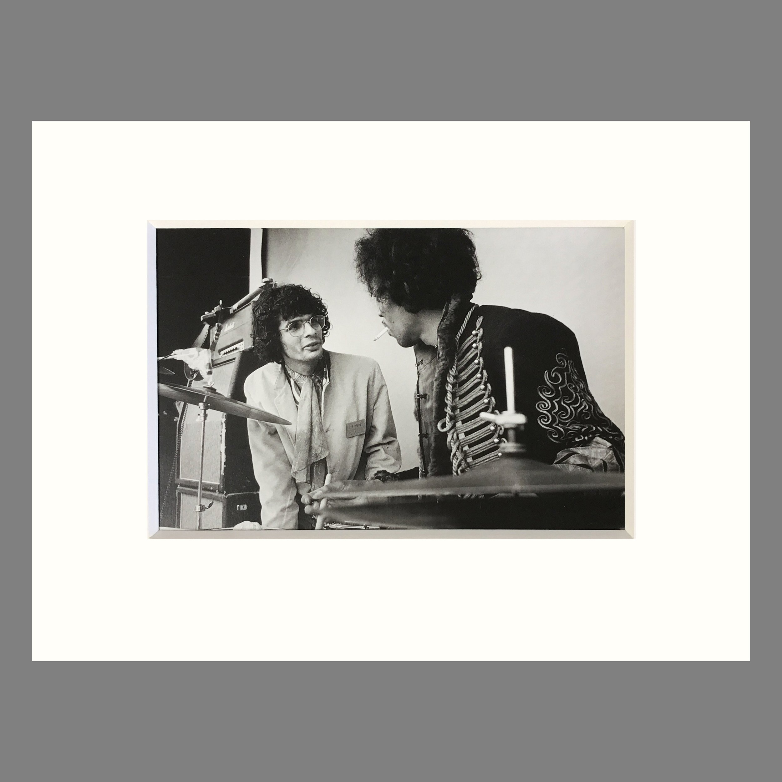 Al Kooper and Jimi Hendrix, Monterey Pop 1967 - Jim Marshall Print - Matted Print, 9 x 12 inches