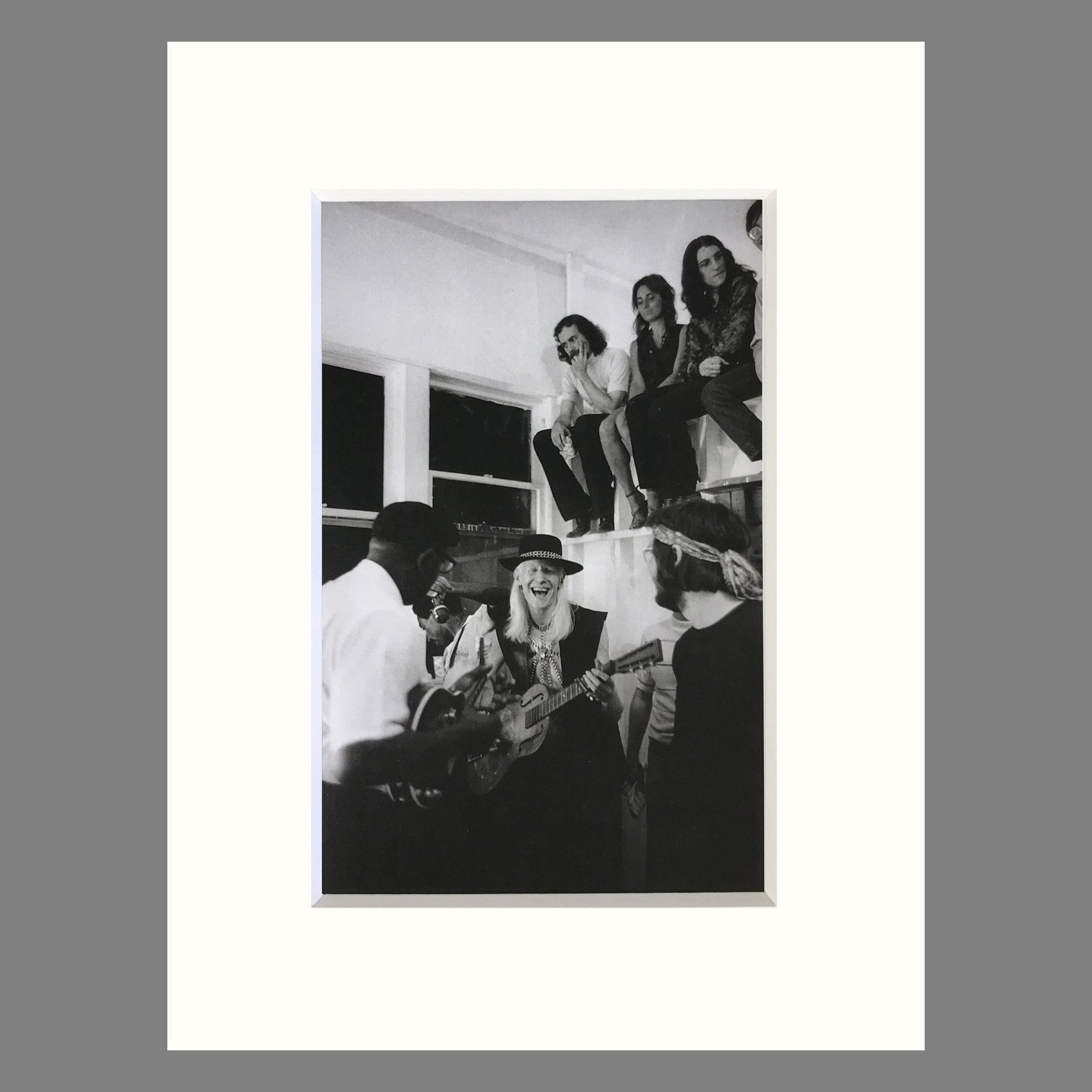 Johnny Winter, Backstage, Memphis Blues Festival 1969 - Jim Marshall Photograph - Matted Print 9 x 12 inches