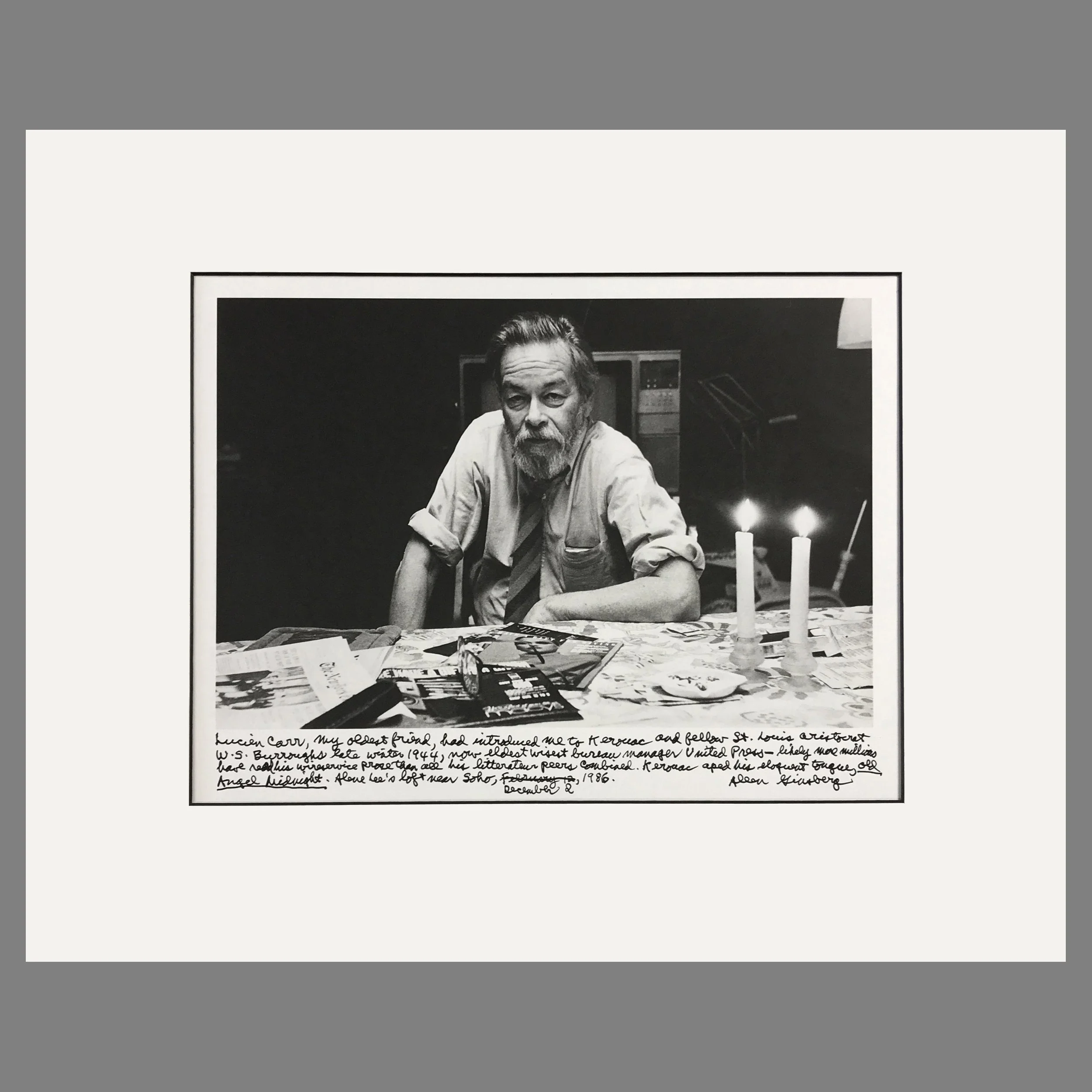 Lucian Carr, New York 1986 - Allen Ginsberg Photograph - Matted Print 16 x 20 Inches