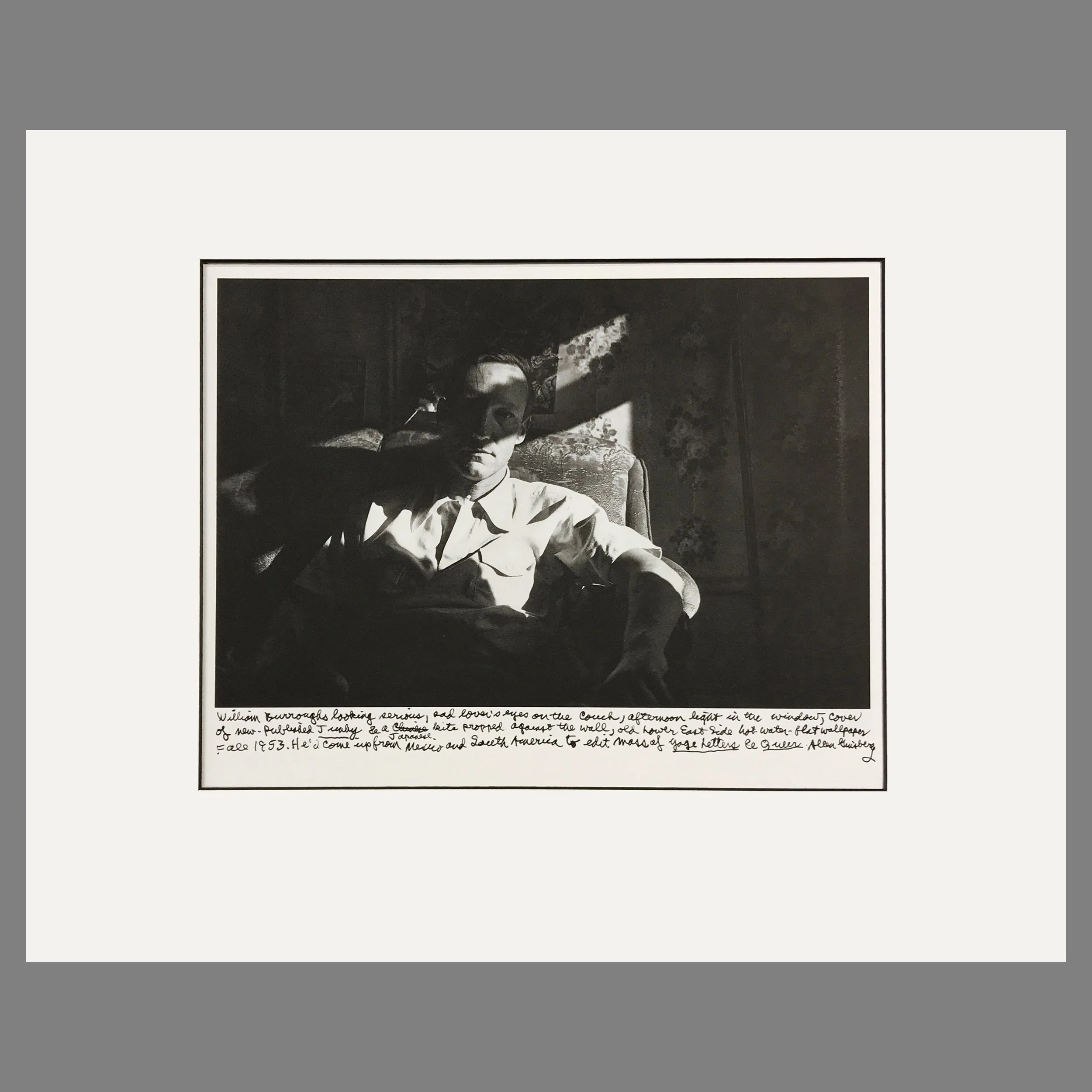 William Burroughs, Lower East Side, NYC 1953 - Allen Ginsberg Photograph - Matted Print 16 x 20 Inches