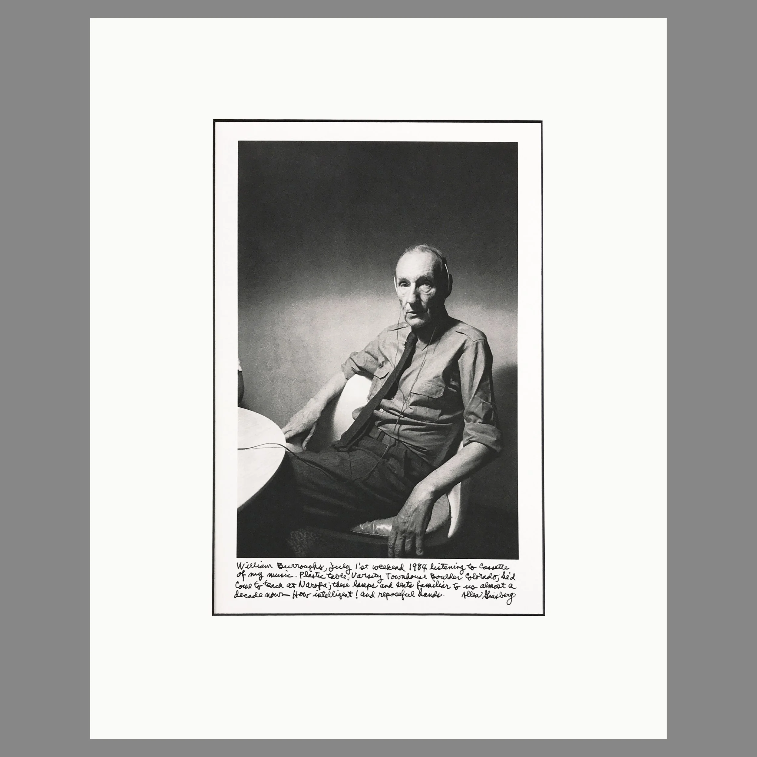 William Burroughs, Boulder, Colorado 1984 - Allen Ginsberg Photograph - Matted Print 16 x 20 inches