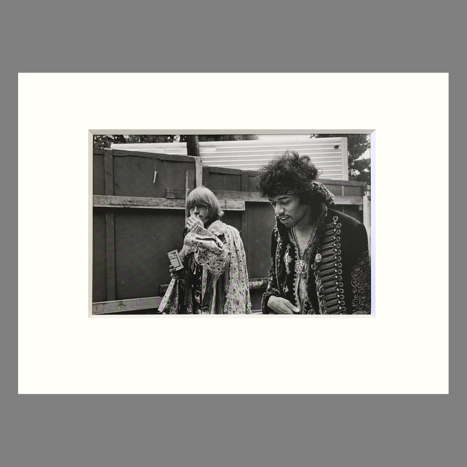 Jimi Hendrix & Brian Jones, Monterey Pop 1967 - Jim Marshall Photograph - Matted Print 9 x 12 inches