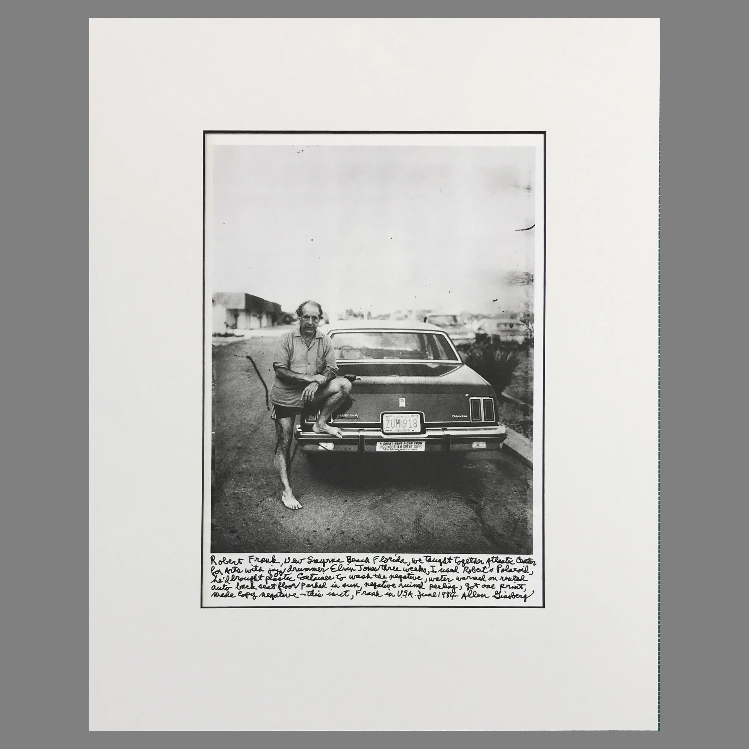 Robert Frank, New Smyrna Beach Florida, 1984 - Allen Ginsberg Photograph - 16 x 20 Matted Print (Copy)