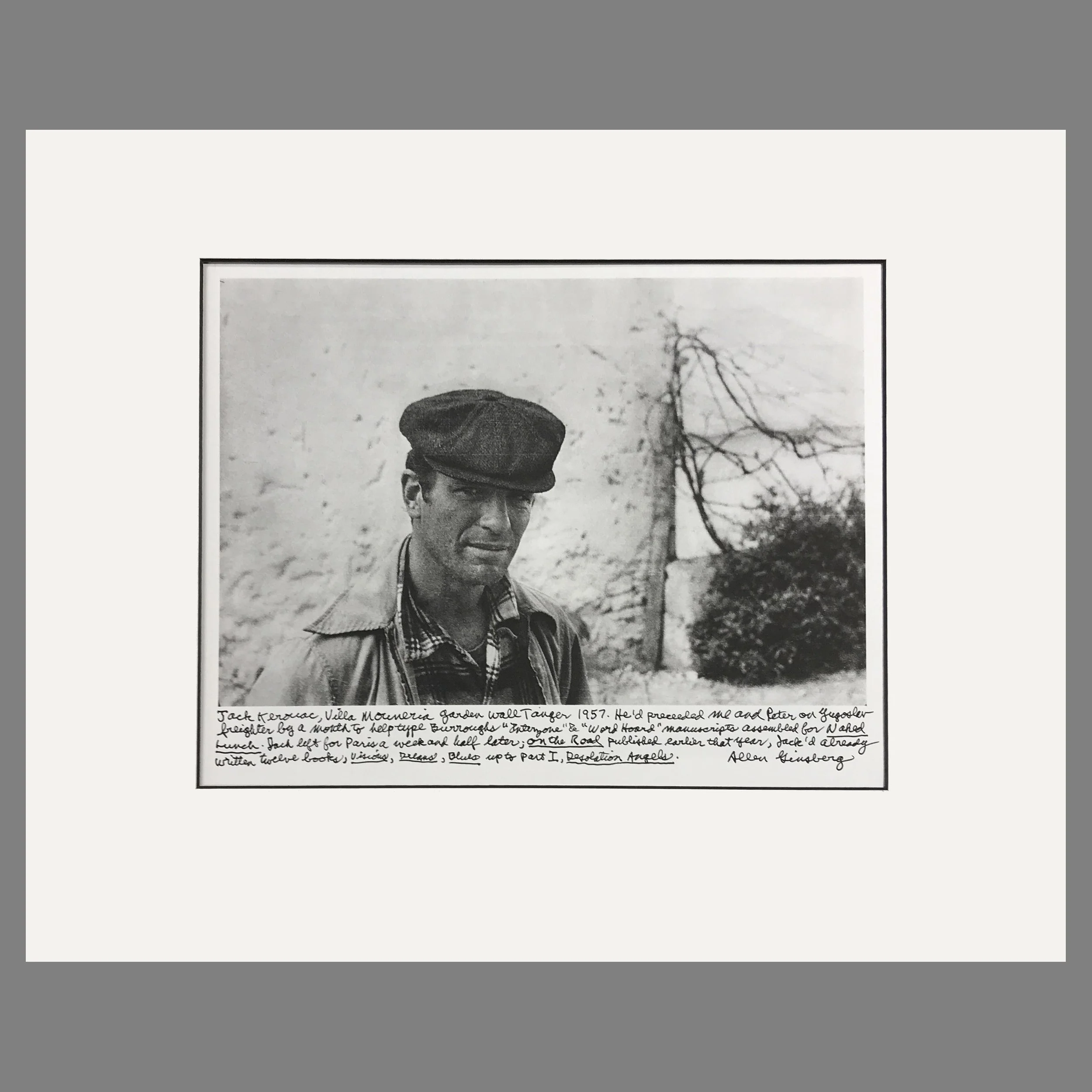 Jack Kerouac, Villa Muneria Garden, Tangier 1957 - Allen Ginsberg Photo - Matted Print 16 x 20 Inches