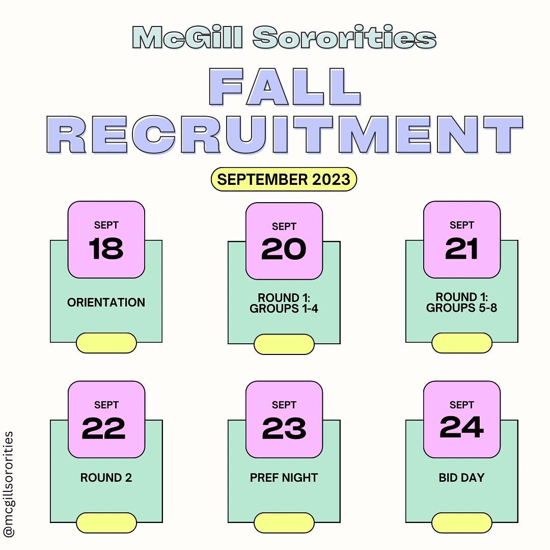 We are SO excited to announce the 2023 McGill Fall Recruitment dates 🤩

All rounds will be held in person. More info, including timings, will follow at a later date.

See you there!
