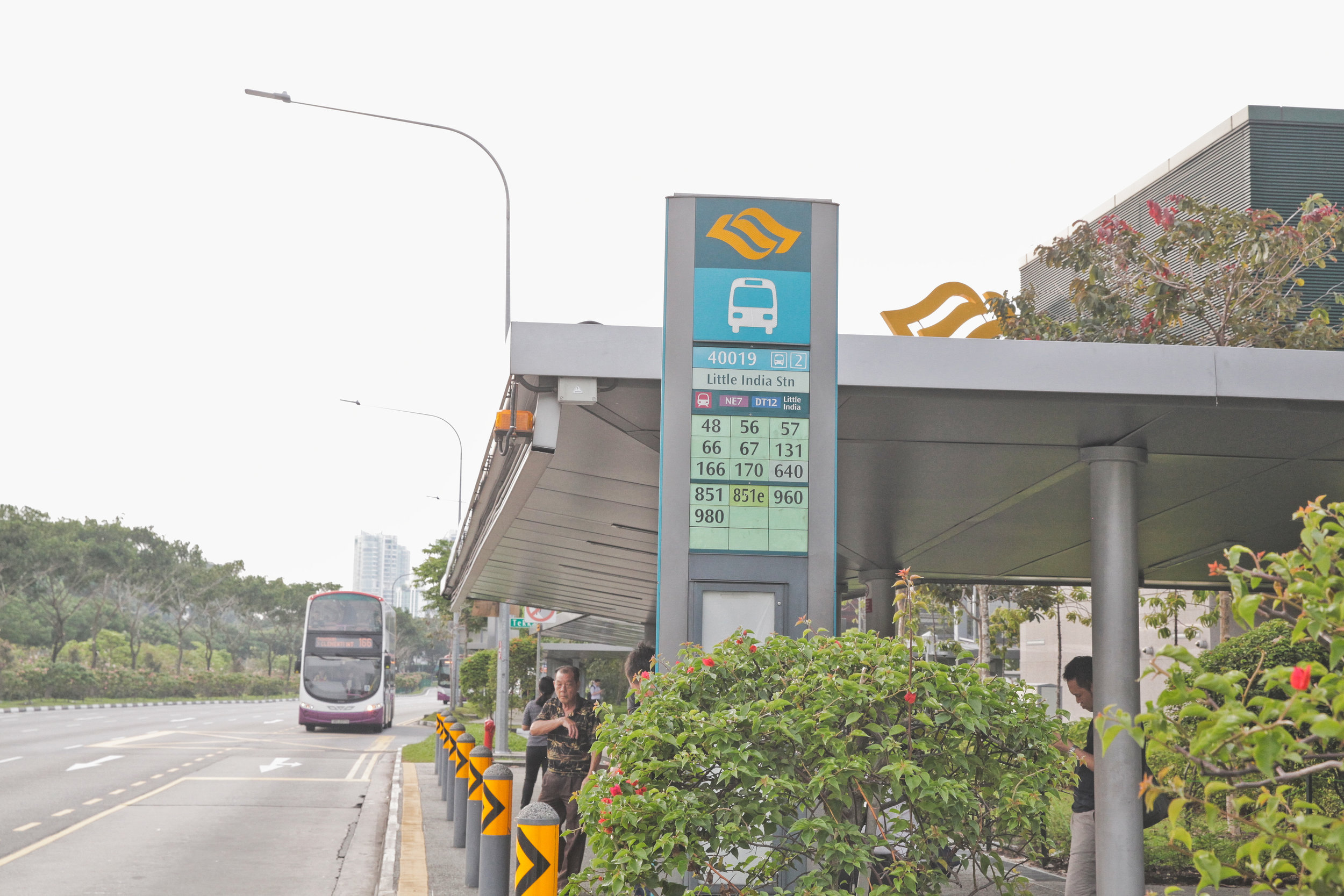 1. ALIGHT AT BUS STOP NO: 40019 ”LITTLE INDIA STN” BUSES: 48, 56, 57, 66, 67, 131, 166, 170, 640, 851, 851E, 960, 980