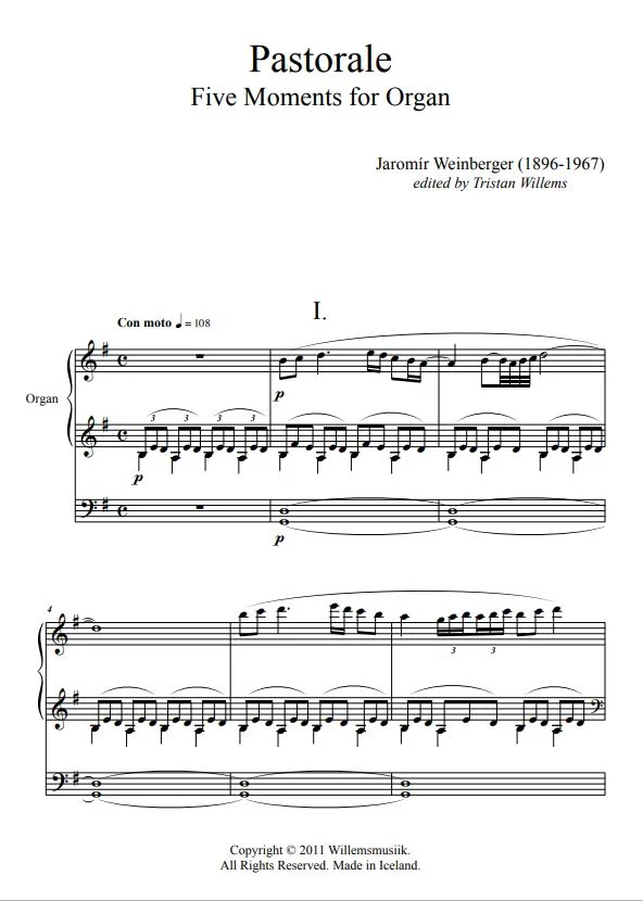 Jaromir Weinberger  - Pastorale (Five Movements for Organ, for Organ Solo)