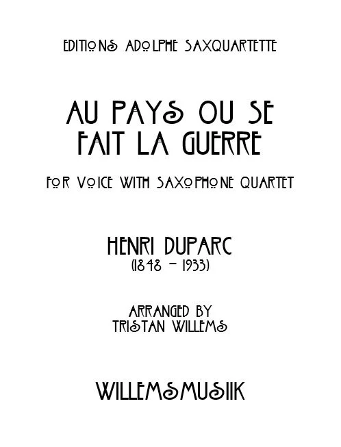Duparc/Willems - Au Pays Ou Se Fait La Guerre