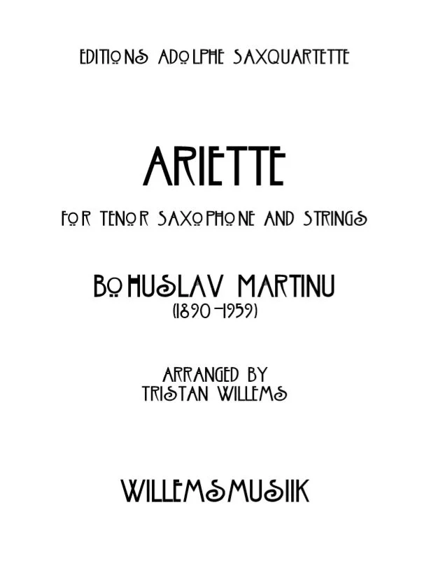 Martinů/Willems - Ariette (Tenor Sax and Orchestra)