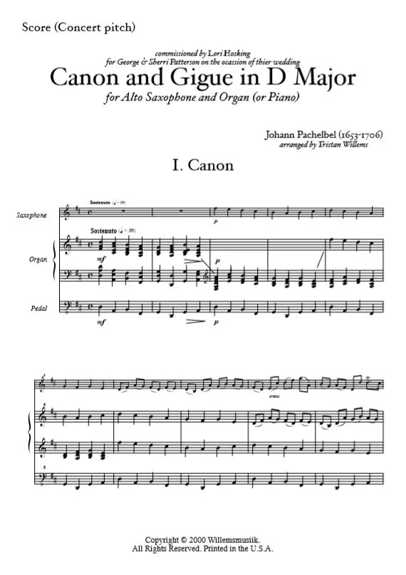 Pachelbel/Willems - Canon and Gigue in D
