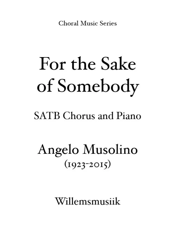 Musolino, Angelo - For the Sake of Somebody