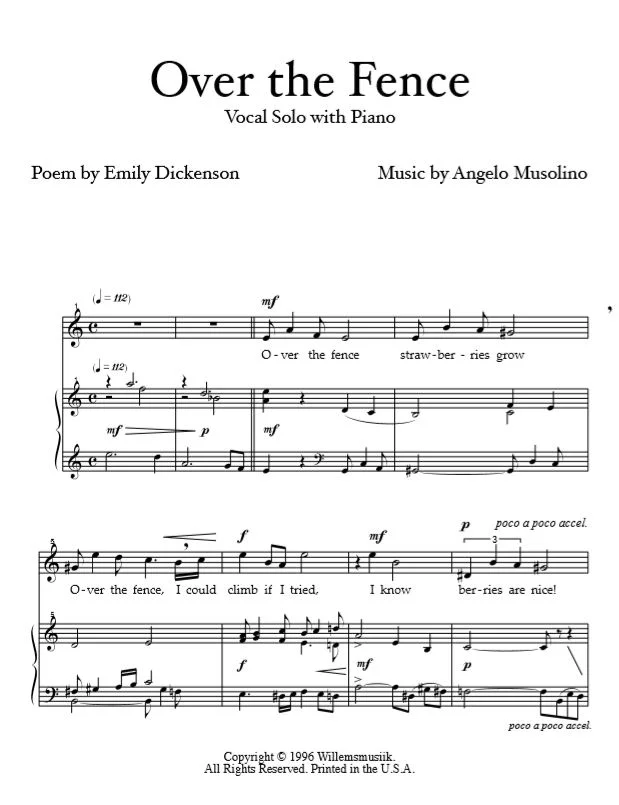 Angelo Musolino - Over the Fence (Voice and Piano)