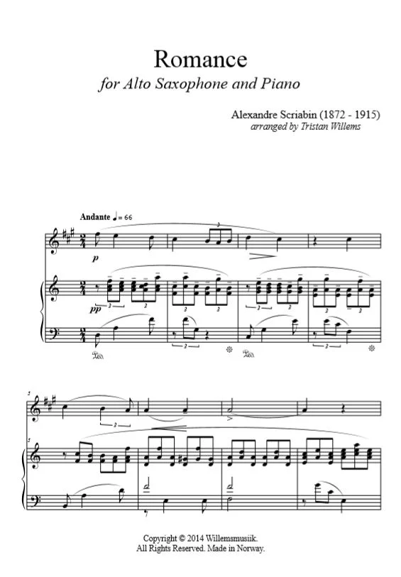 Scriabin/Willems - Romance (Alto Sax and Piano)