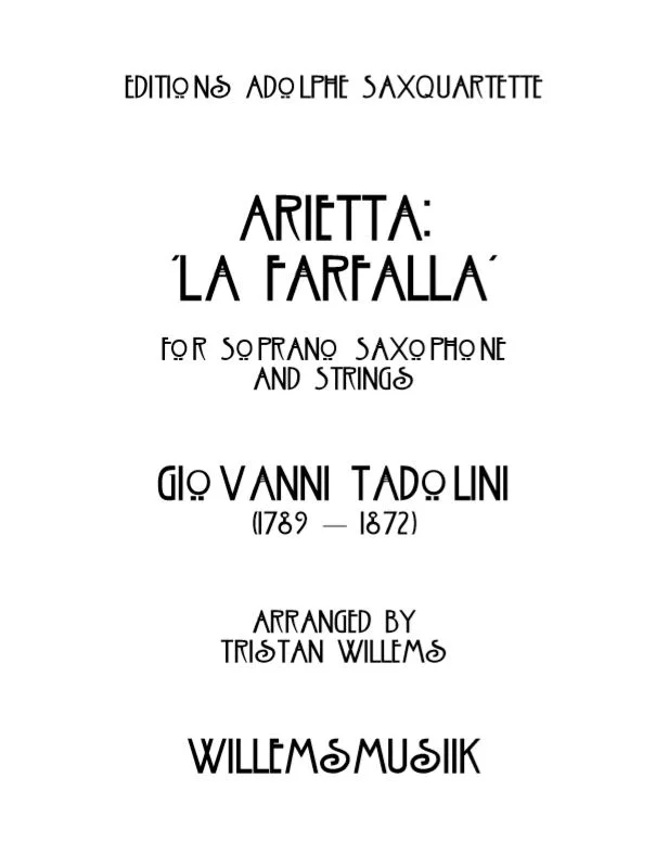 Tadolini/Willems - Arietta: 'La Farfalla'
