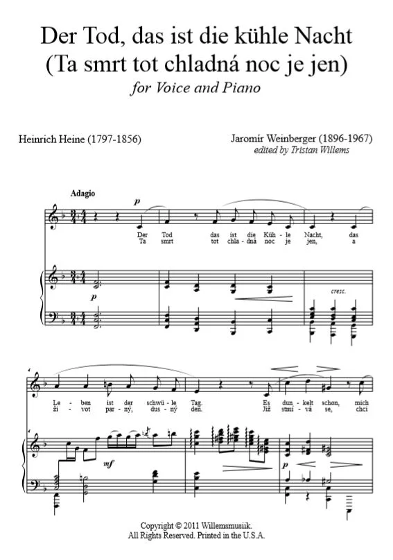 Jaromir Weinberger - Der Tod, das ist die kühle Nacht