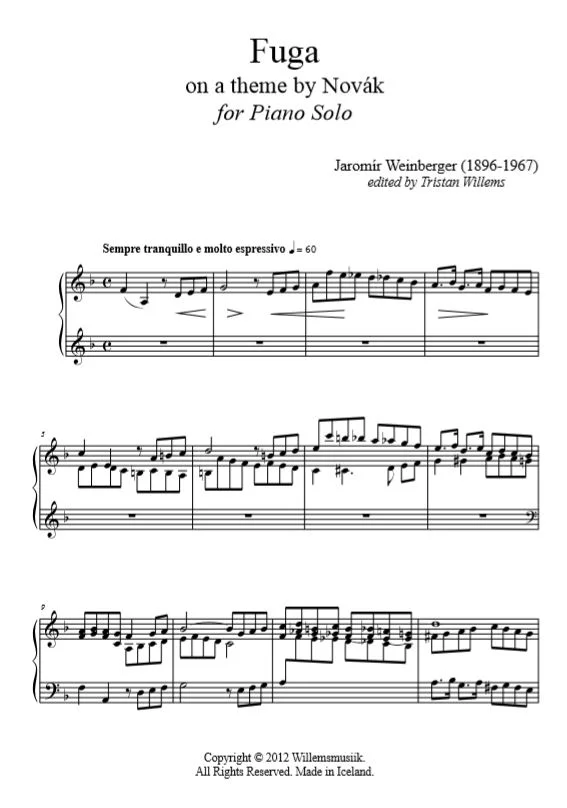 Jaromir Weinberger - Fuga (on a theme by Novák)