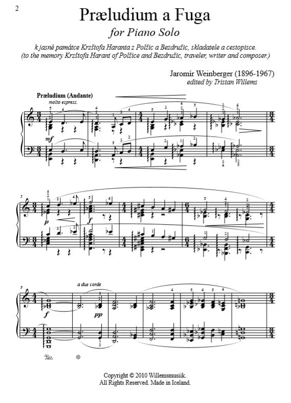 Weinberger, Jaromir - Gravures (Rytiny) Five Preludes and Fugues