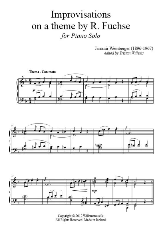 Jaromir Weinberger - Improvisarions on a theme by R. Fuchse