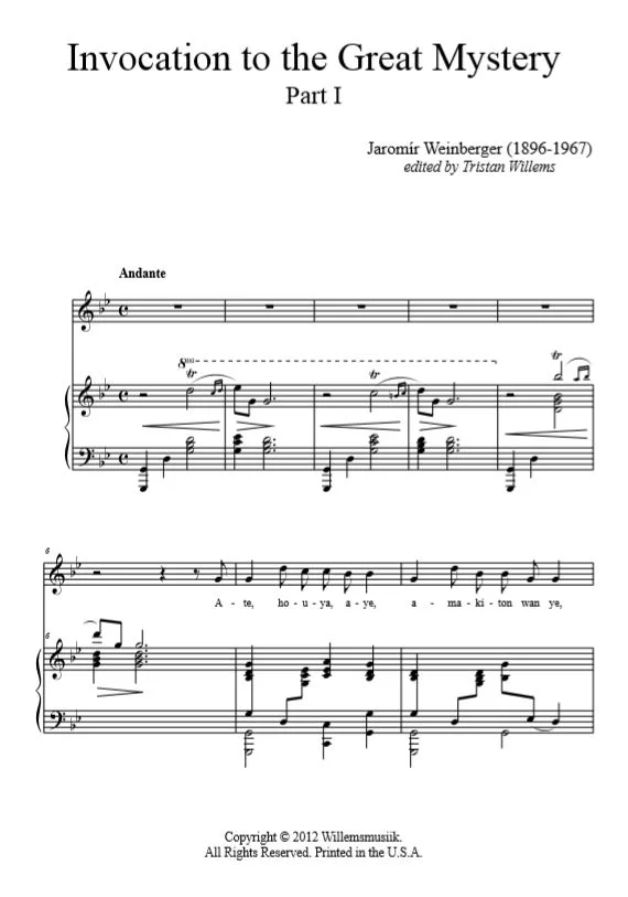 Jaromir Weinberger - Invocation to the Great Mystery - Part I