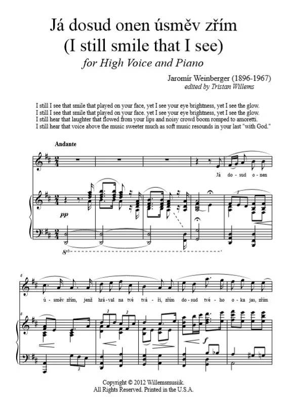 Jaromir Weinberger - Já dosud onen úsměv zřim (Version 1)