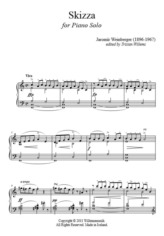 Weinberger, Jaromir - Skiza for Piano Solo