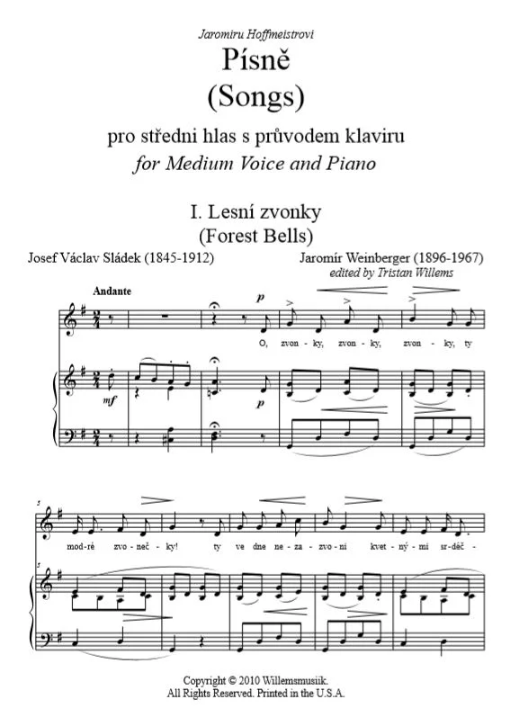 Weinberger, Jaromir - Písně (Three Songs)