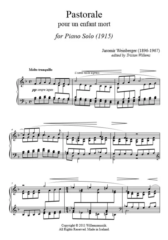 Jaromir Weinberger  - Pastorale pour un enfant mort