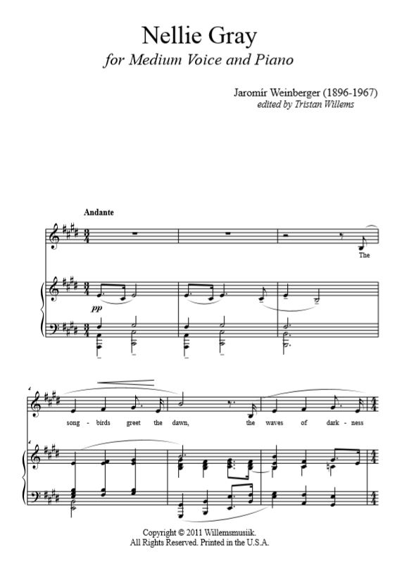Jaromír	Weinberger - To Nellie Gray (Voice & Piano)