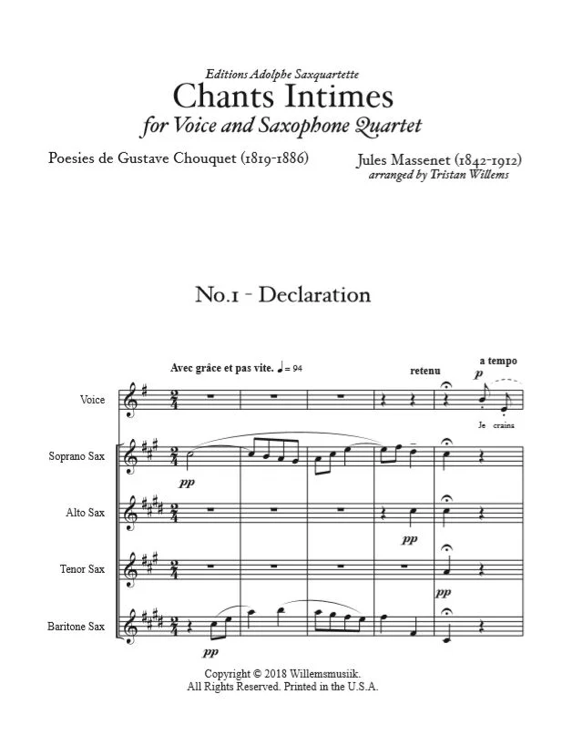 Massenet/Willems - Chants Intimes