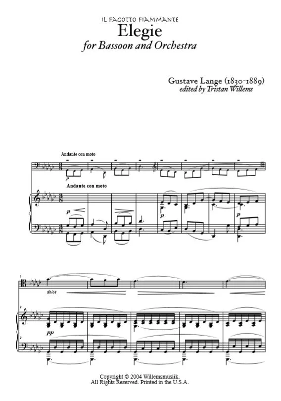 Lange - Elegie for Bassoon and Piano Reduction