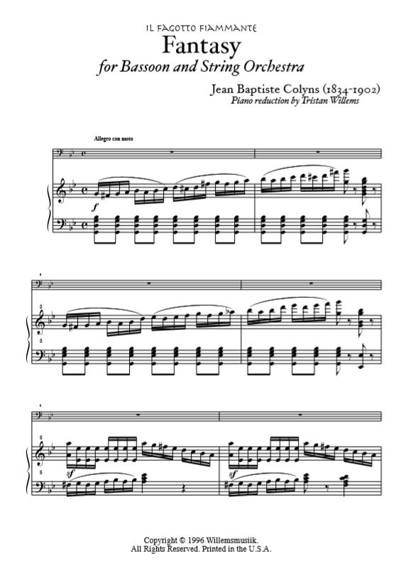 Colyns - Fantasy for Bassoon and Piano Reduction