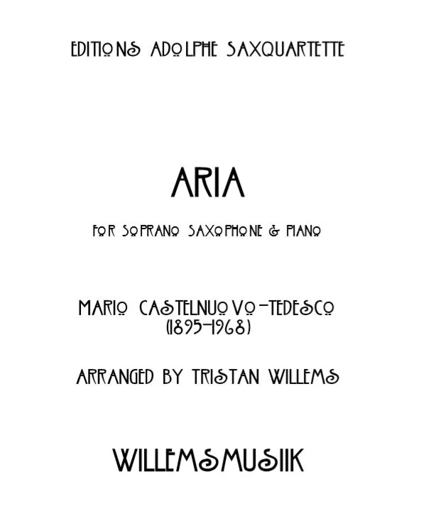 Castelnuovo-Tedesco/Willems - Aria (Piano Reduction)